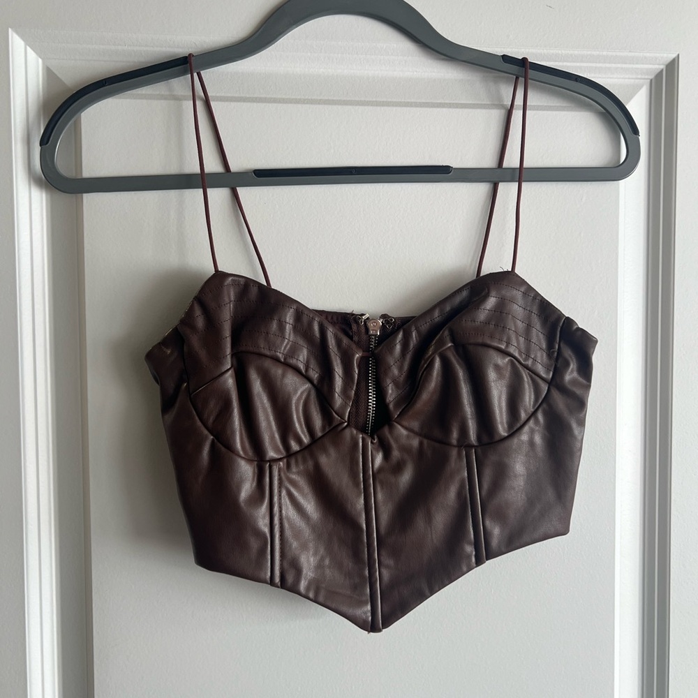 Brown Leather Women's Top